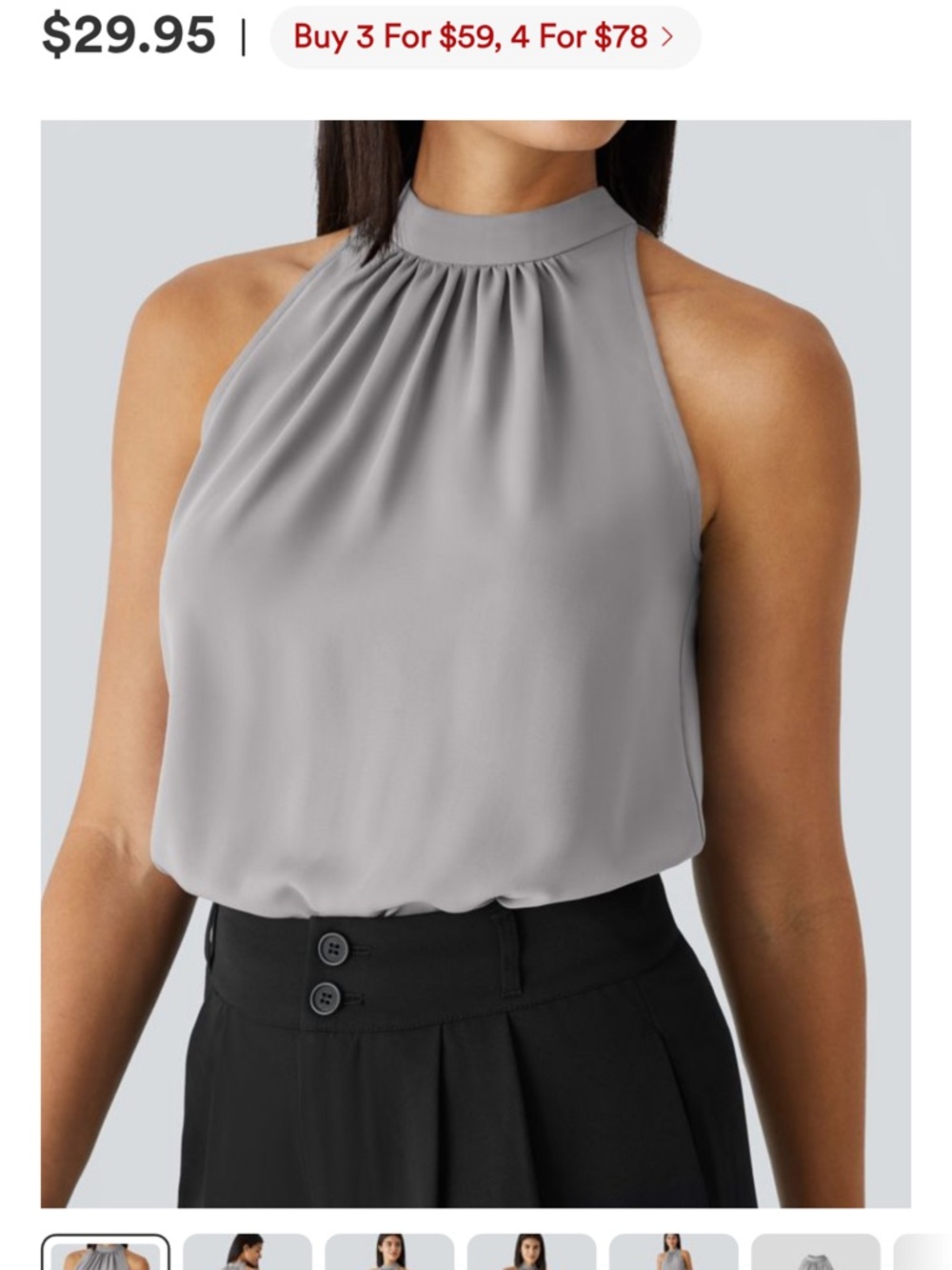HALARA Gray High-Neck Sleeveless Camisole